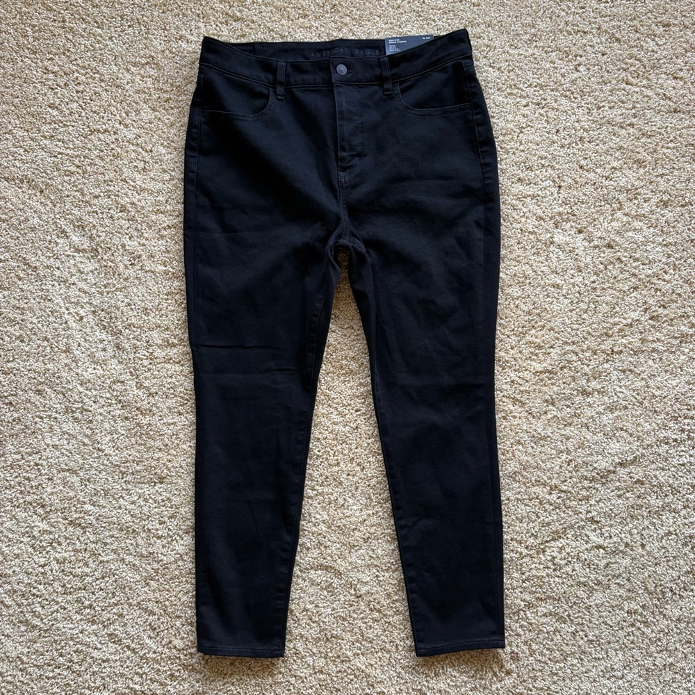 American Eagle High Rise Dream Stretch Jegging 14 Short‎ Black NWT